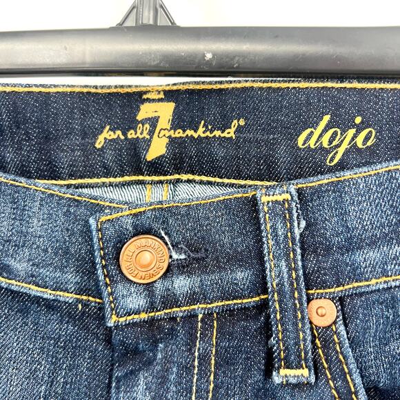 7 FOR ALL MANKIND Womens Tailorless Dojo Flared Jeans Size 27 US 4 Dark Blue NWT - Picture 12 of 14